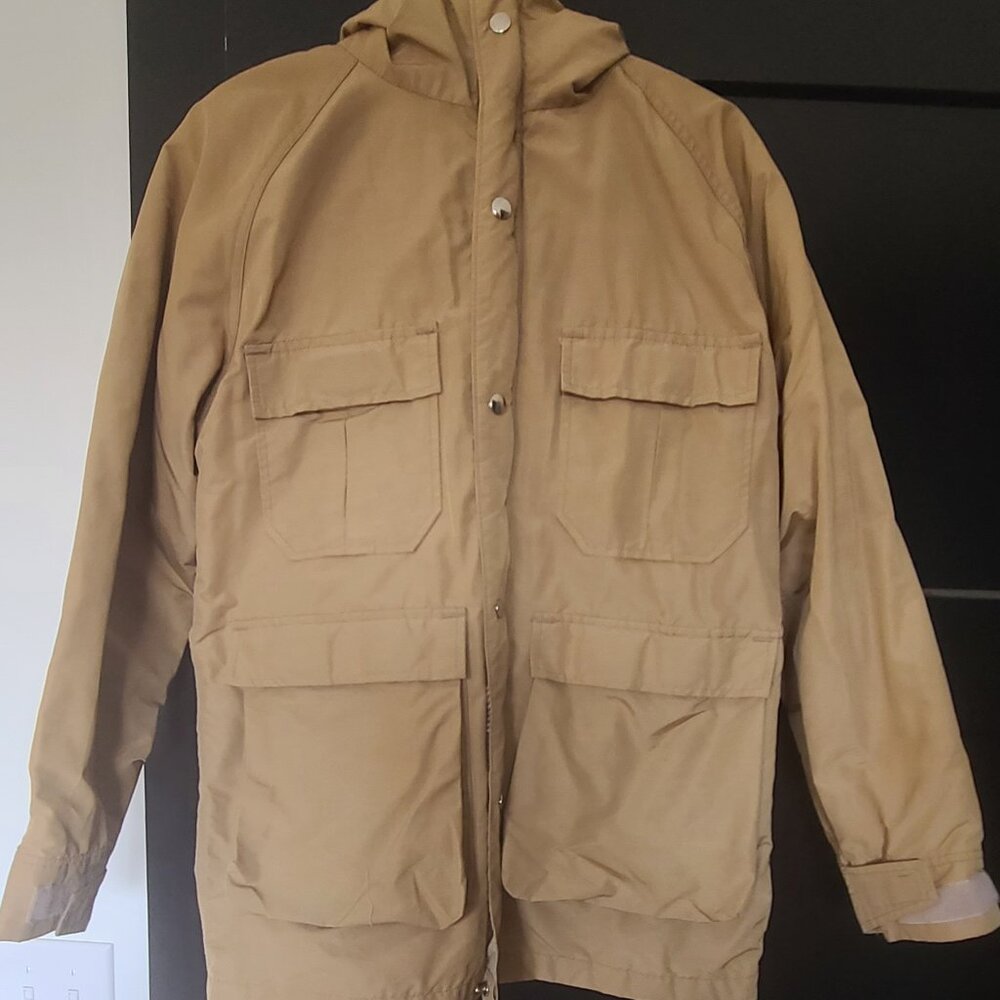 LL Bean Women Jacket Small Wool Lined Utility Jacket Regular Fit Beige